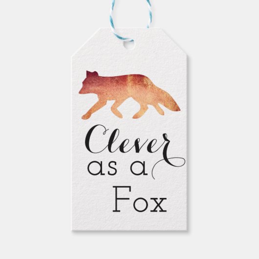 Clever als Fox-Typografie Geschenkanhänger (Vorderseite)
