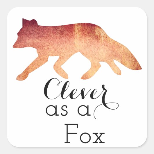 Clever als Fox-Typografie Quadratischer Aufkleber (Vorderseite)