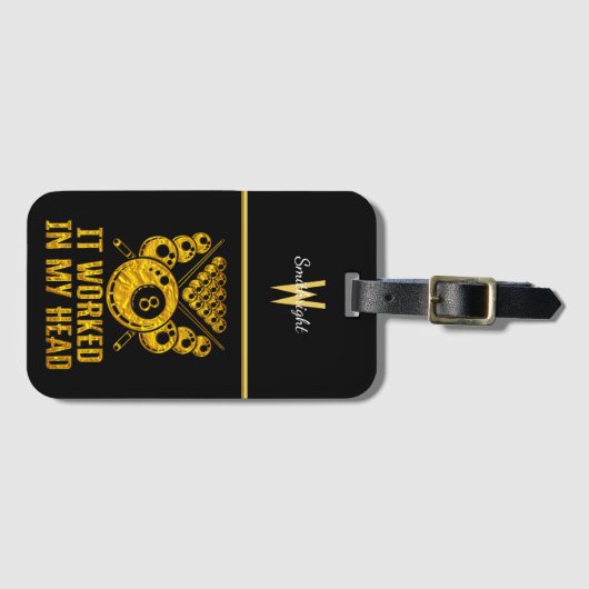 Clever Billiards Sprichwort über psychische Strate Gepäckanhänger (Vorderseite (Horizontal))