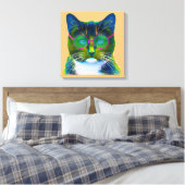 Clever Cat mit Brillen gesteppter Leinwand Print (Insitu (Schlafzimmer))