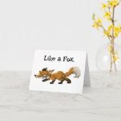 Clever Fox Cartoon - "Wie ein Fuchs"-Design Karte (Gelbe Blume)