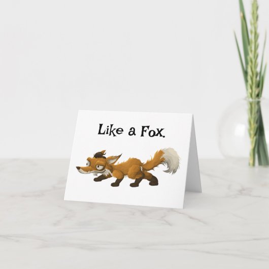 Clever Fox Cartoon - "Wie ein Fuchs"-Design Karte (Vorderseite)