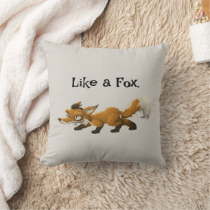 Clever Fox Cartoon - "Wie ein Fuchs"-Design Kissen