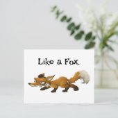 Clever Fox Cartoon - "Wie ein Fuchs"-Design Postkarte (Stehend Vorderseite)