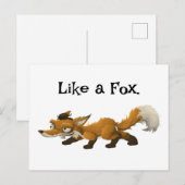 Clever Fox Cartoon - "Wie ein Fuchs"-Design Postkarte (Vorne/Hinten)