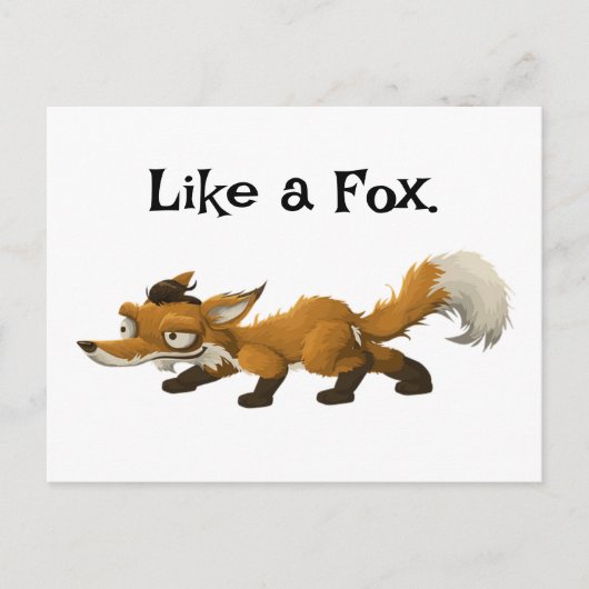 Clever Fox Cartoon - "Wie ein Fuchs"-Design Postkarte (Vorderseite)