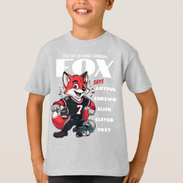 Clever Foxy Fox Gray Cartoon Boys Ash T-Shirt