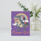 Clever Girl - Unicorn Riding Dinosaur Edition Postkarte (Stehend Vorderseite)