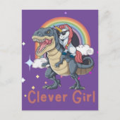 Clever Girl - Unicorn Riding Dinosaur Edition Postkarte (Vorderseite)
