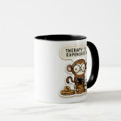 Clever Monkey - "Therapy's teuer" Funny Tasse (VorderseiteRechts)