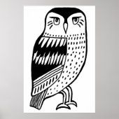 Clever Owl schwarze Linie zeichnend auf Weiß Poster (Vorne)