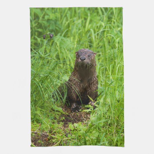 Clever River Otter Geschirrtuch (Vertikal)