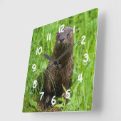 Clever River Otter Quadratische Wanduhr (Winkel)
