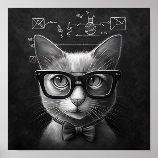 Clever Schrödingers Katze - Schwarz und Weiß Poster (Vorne)