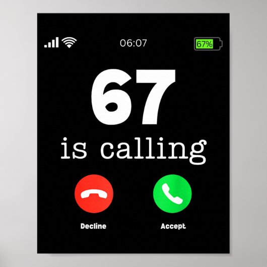 Clic 67 Ruft Shirt Lustig Six Seven Meme  Poster (Vorne)