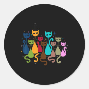 Clic Art Kitten Lover Vintag Artwork Niedlich Cat Runder Aufkleber