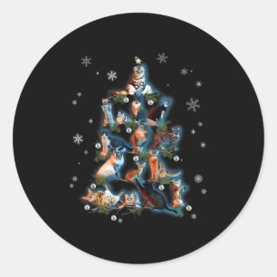 Clic Holiday Kitty Katze Weihnachtsbaum Meowy Catm Runder Aufkleber