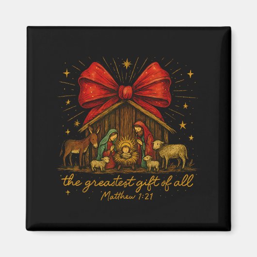 Clic Nativity Scene – Greatest Gift Matthew 1_21 Magnet (Vorne)