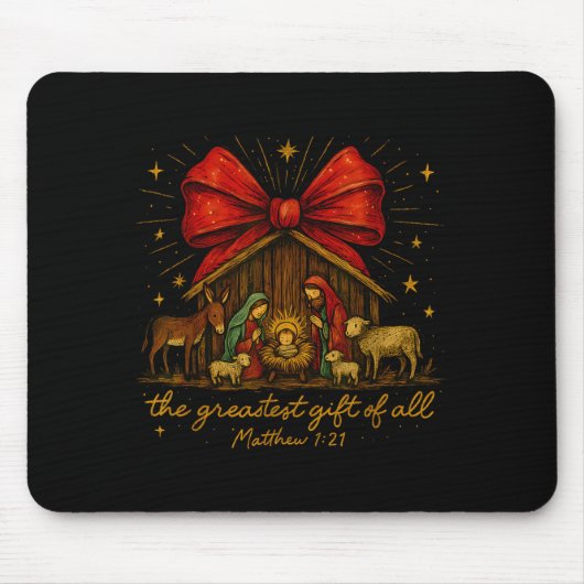 Clic Nativity Scene – Greatest Gift Matthew 1_21 Mousepad (Vorne)