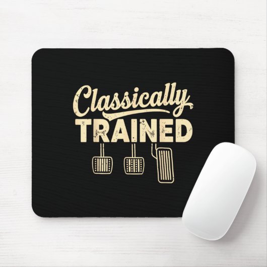Clically Trained Retro Racing Three Pedals Manual  Mousepad (Mit Mouse)