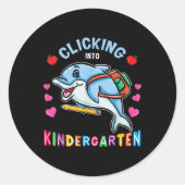 Clicking Into Kindergarten Dolphin Back To School Runder Aufkleber (Vorderseite)