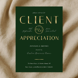 Client Appreciation Day Green & Gold Logo Company Einladung