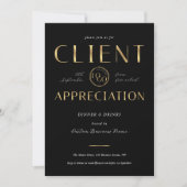 Client Appreciation Day Schwarz & Gold Logo Untern Einladung (Vorderseite)
