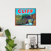 Cliff Apple Label - Chelan Falls, WA Poster (Heimbüro)