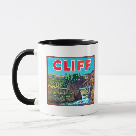 Cliff Apple Label - Chelan Falls, WA Tasse (Links)