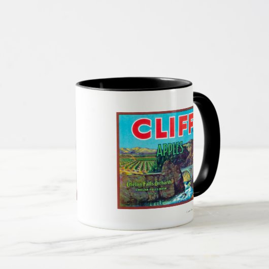 Cliff Apple Label - Chelan Falls, WA Tasse (VorderseiteRechts)