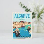 Cliff Coast Illustration Algarve Portugal Postkarte (Stehend Vorderseite)