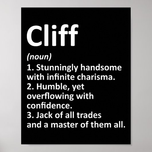 Cliff Definition Personalized Name Funny Birthday  Poster (Vorne)