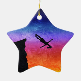 Cliff Dive Unicorn Keramikornament
