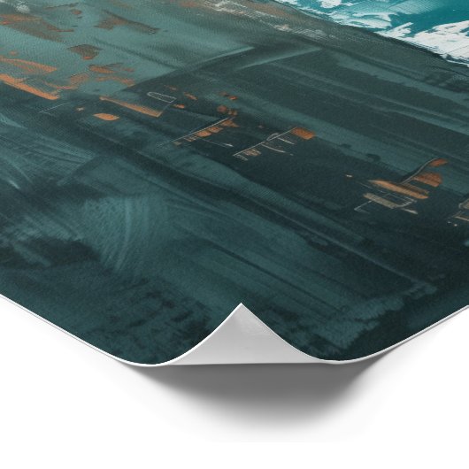 Cliff Edge in Ocean Landscape Oil Painting Poster (Ecke)