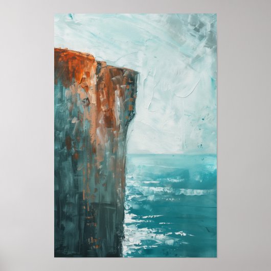 Cliff Edge in Ocean Landscape Oil Painting Poster (Vorne)