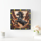 Cliff Gallop: Personalisierter Holzcharter Mustang Quadratische Wanduhr (Zuhause)