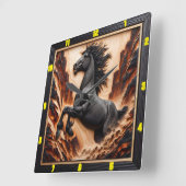 Cliff Gallop: Personalisierter Holzcharter Mustang Quadratische Wanduhr (Winkel)