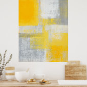 'Cliff' Graue und gelbe Abstrakte Kunst Poster dru (Küche)