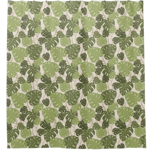 Cliff Hanger Hawaiian Monstera Leaf Aloha Shirt Duschvorhang (Vorderseite)