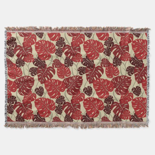 Cliff Hanger Hawaiian Monstera Leaf Throw Blanket Decke (Vorderseite)