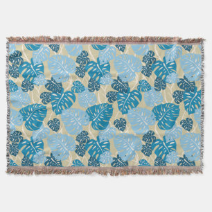 Cliff Hanger Hawaiian Monstera Leaf Throw Blanket Decke