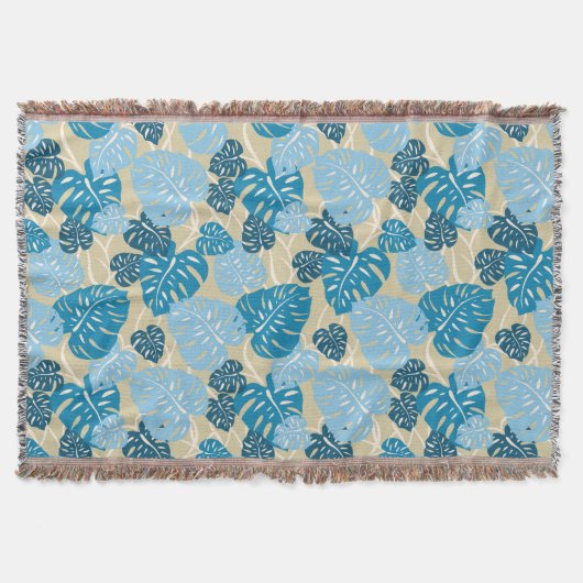Cliff Hanger Hawaiian Monstera Leaf Throw Blanket Decke (Vorderseite)