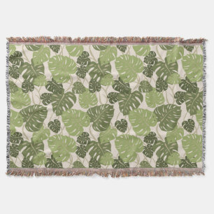 Cliff Hanger Hawaiian Monstera Leaf Throw Blanket Decke
