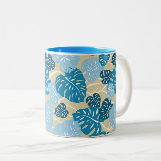 Cliff Hanger Hawaiian Monstera Leaf Zweifarbige Tasse (VorderseiteRechts)