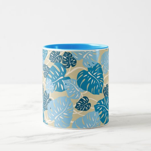 Cliff Hanger Hawaiian Monstera Leaf Zweifarbige Tasse (Mittel)