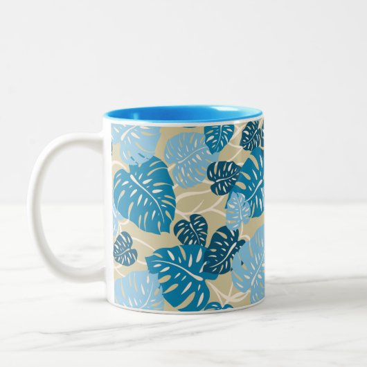 Cliff Hanger Hawaiian Monstera Leaf Zweifarbige Tasse (Links)