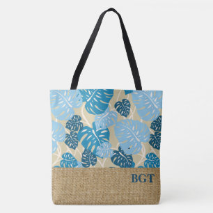 Cliff Hanger Hawaiian Monstera Monogram Beach Bag Tasche