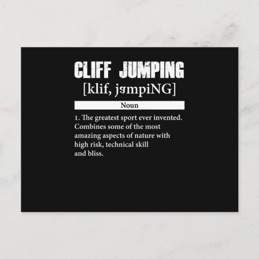 Cliff Jumping Definition Cliff Diving Gift Postkarte (Vorderseite)