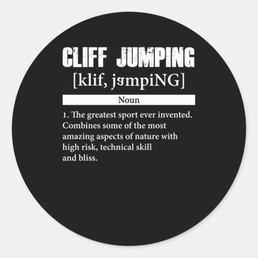 Cliff Jumping Definition Cliff Diving Gift Runder Aufkleber (Vorderseite)