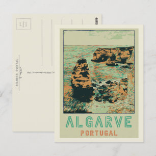 Cliff Küste Illustration Algarve Portugal Postcard Postkarte